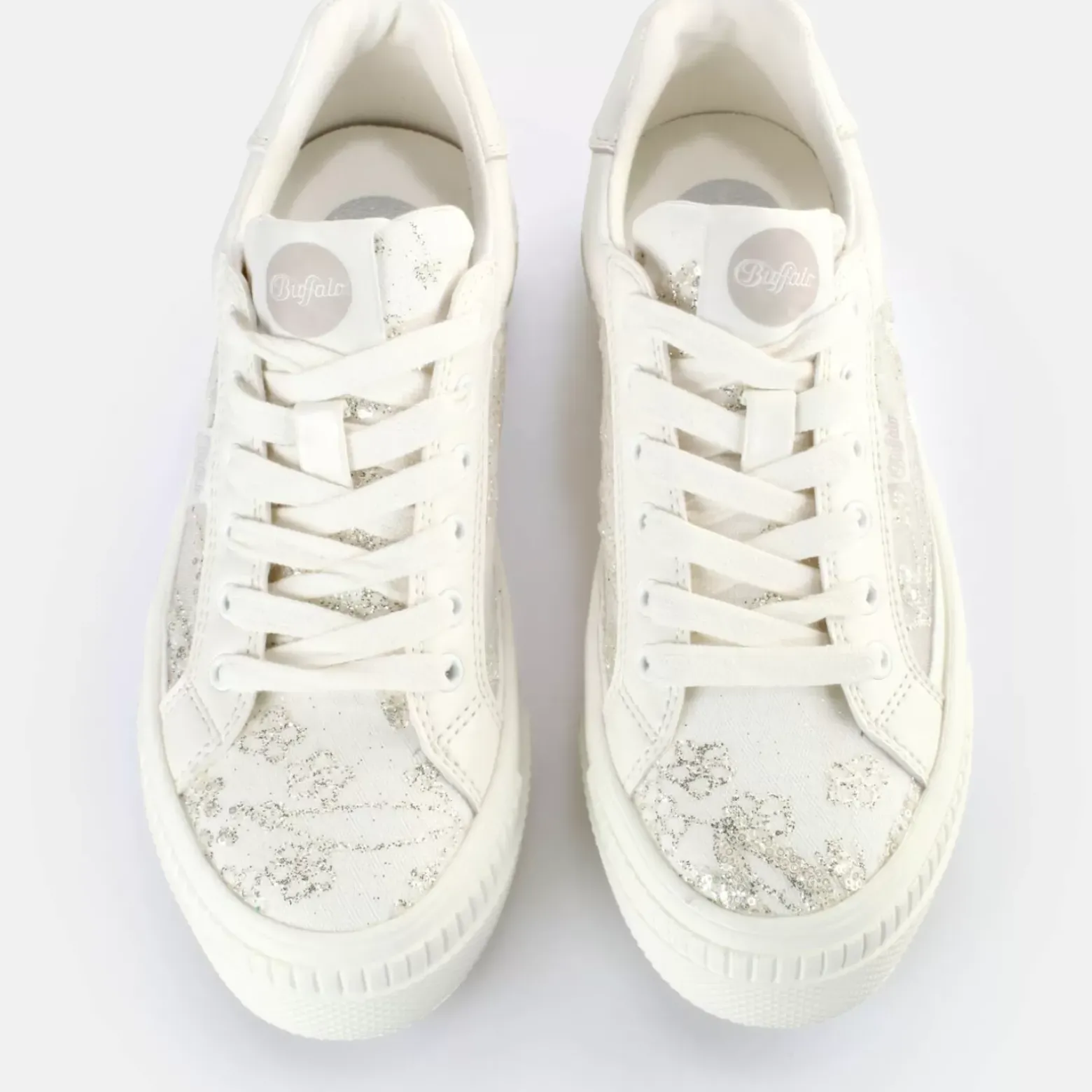 Cheap BUFFALO Paired Lace Baskets Basses Veganese Argent