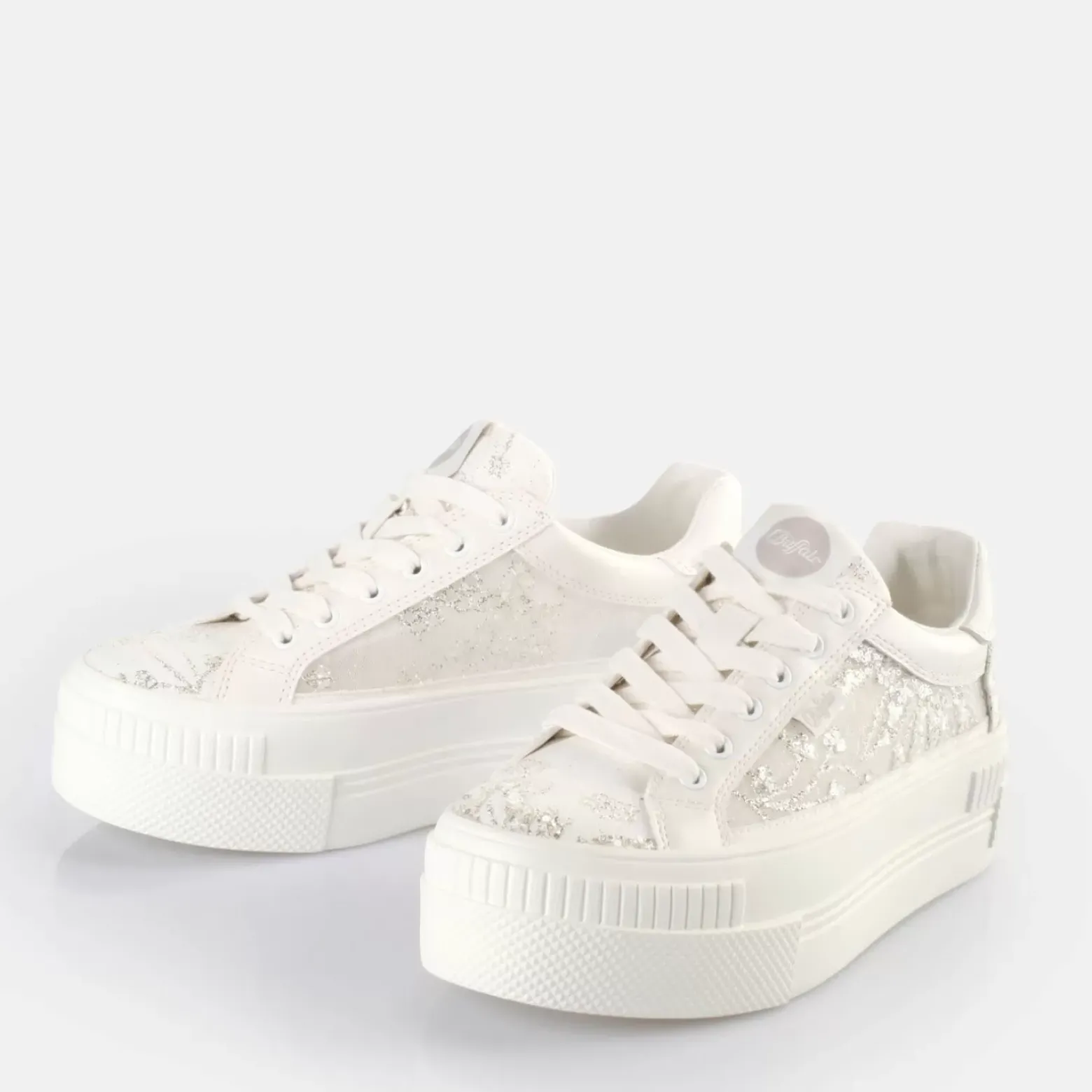 Cheap BUFFALO Paired Lace Baskets Basses Veganese Argent