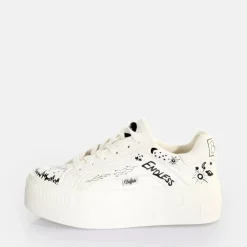 Outlet BUFFALO Paired Laceup Lo Baskets Basses Vegan Graffiti Blanc