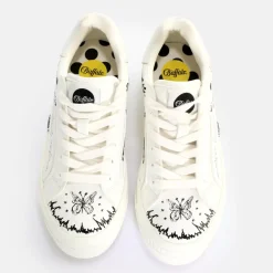 Outlet BUFFALO Paired Laceup Lo Baskets Basses Vegan Graffiti Blanc