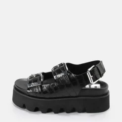 Cheap BUFFALO Perry On Sandales Plateforme Veganes Noir