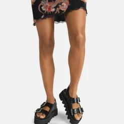 Cheap BUFFALO Perry On Sandales Plateforme Veganes Noir