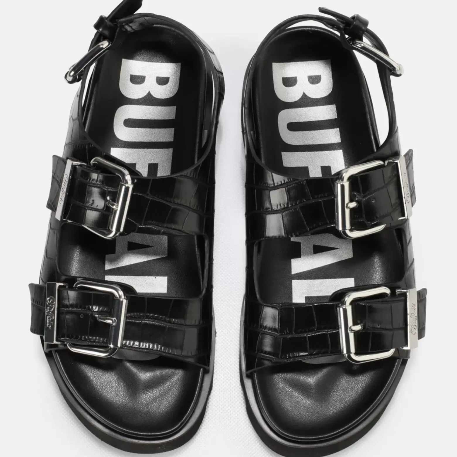 Cheap BUFFALO Perry On Sandales Plateforme Veganes Noir