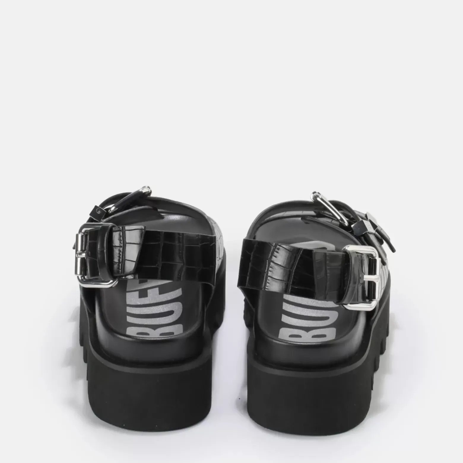 Cheap BUFFALO Perry On Sandales Plateforme Veganes Noir
