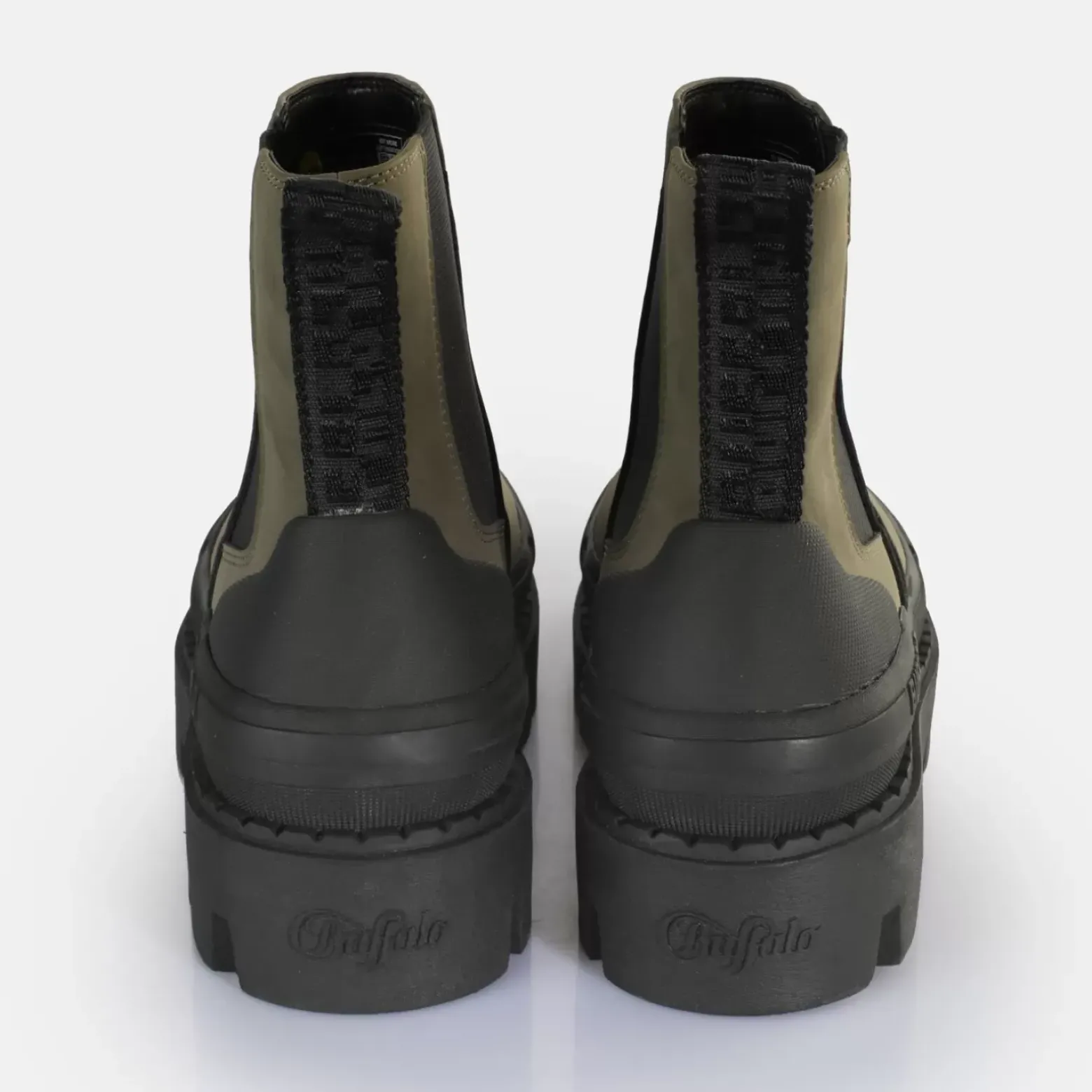 Cheap BUFFALO Raven Chelsea Bottines Vegan Kaki/Noir Beige