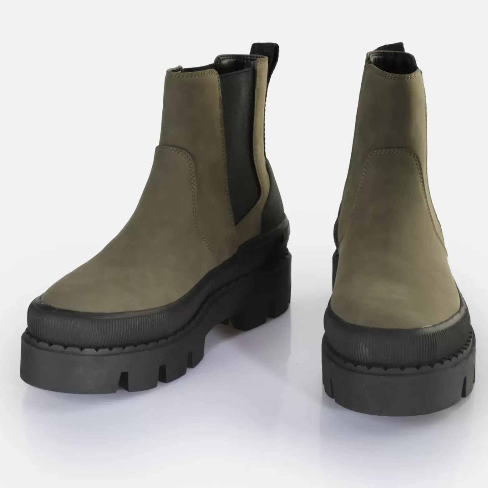 Cheap BUFFALO Raven Chelsea Bottines Vegan Kaki/Noir Beige