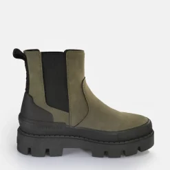 Cheap BUFFALO Raven Chelsea Bottines Vegan Kaki/Noir Beige