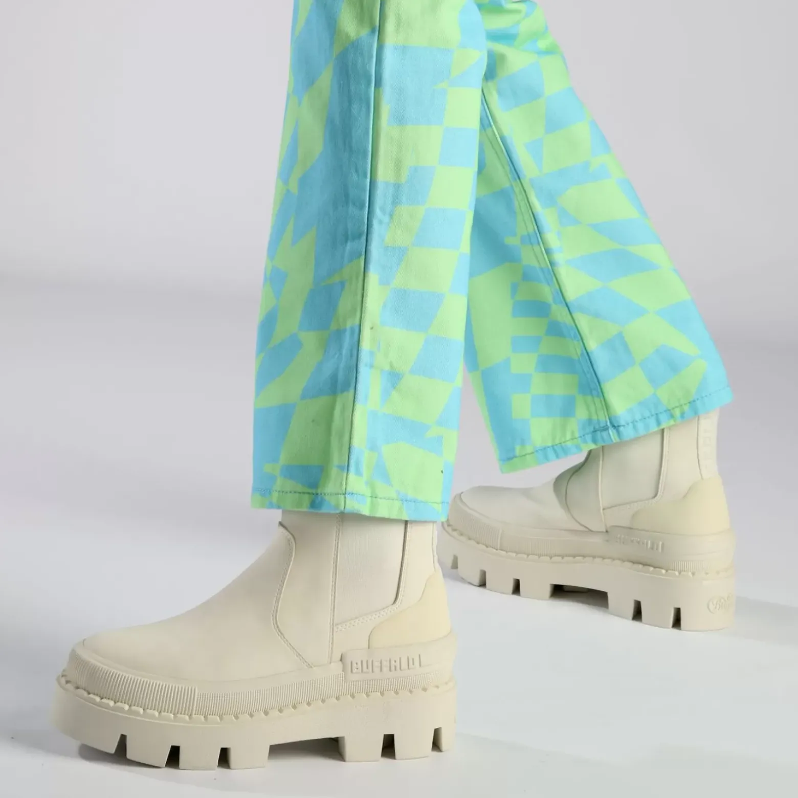 Best BUFFALO Raven Chelsea Bottines Vegan Blanc Casse