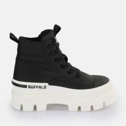 Hot BUFFALO Raven Hi Baskets Hautes Vegan Noir/Blanc Noir-Blanc