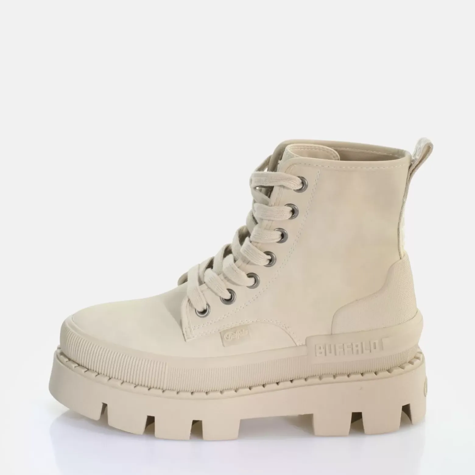 Best BUFFALO Raven Laceup Hi Bottines Vegan Noir Creme