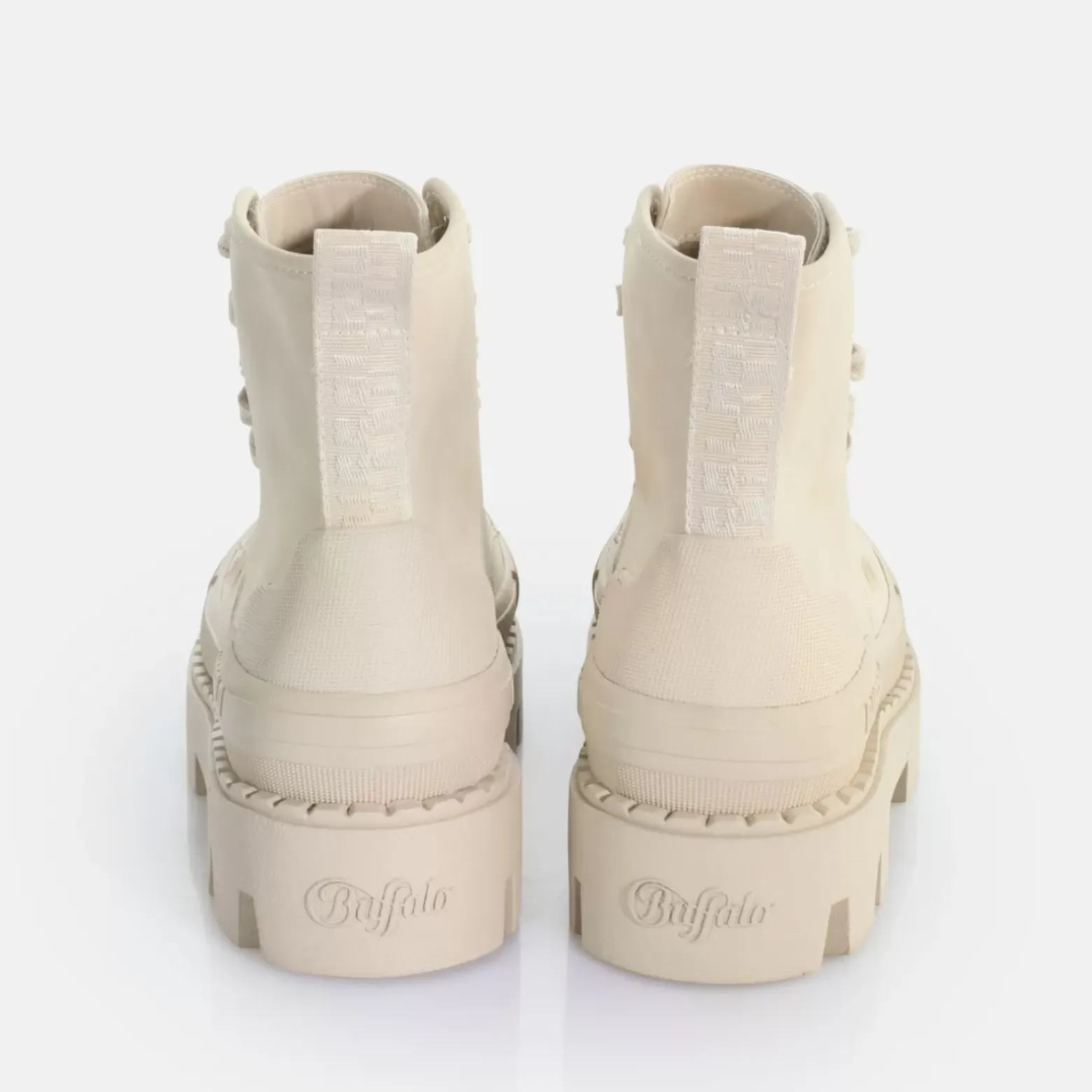 Best BUFFALO Raven Laceup Hi Bottines Vegan Noir Creme