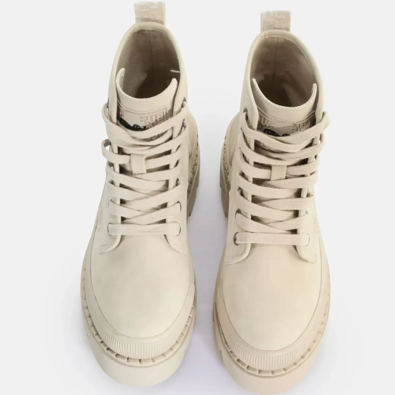 Best BUFFALO Raven Laceup Hi Bottines Vegan Noir Creme