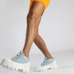 Clearance BUFFALO Raven Lo Bakets Basses Vegan Clair Bleu