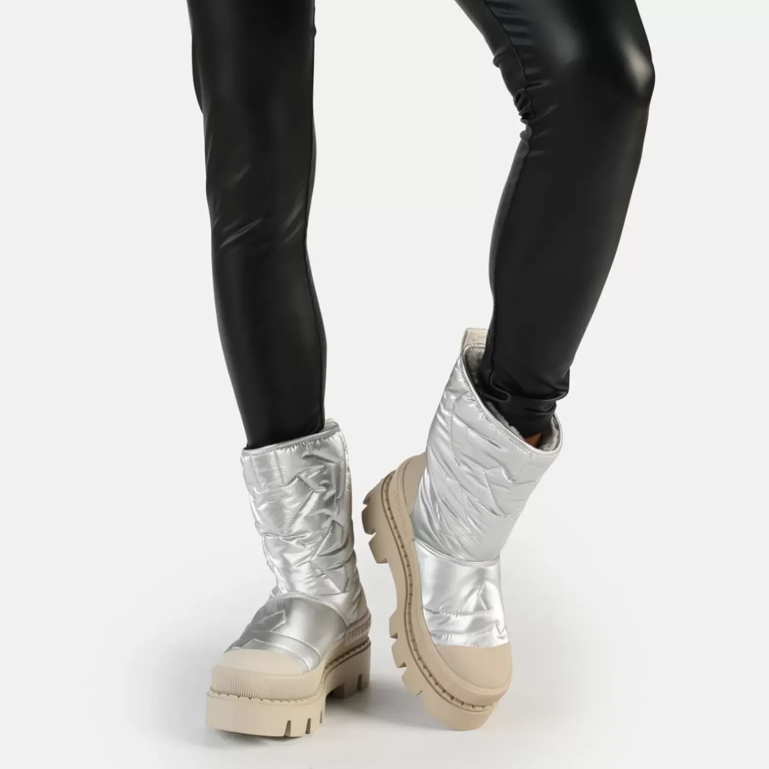 Clearance BUFFALO Raven Snow Boot Bottines Vegan Argent