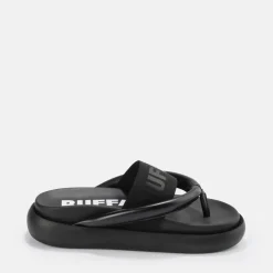 Cheap BUFFALO Rey Flip Sandales A Plateforme Veganes Noir