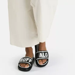 Online BUFFALO Rey Mules Veganes Noir-Blanc