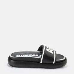 Online BUFFALO Rey Mules Veganes Noir-Blanc