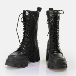 Outlet BUFFALO Riot Lace Hi Bottines Vegan Noir