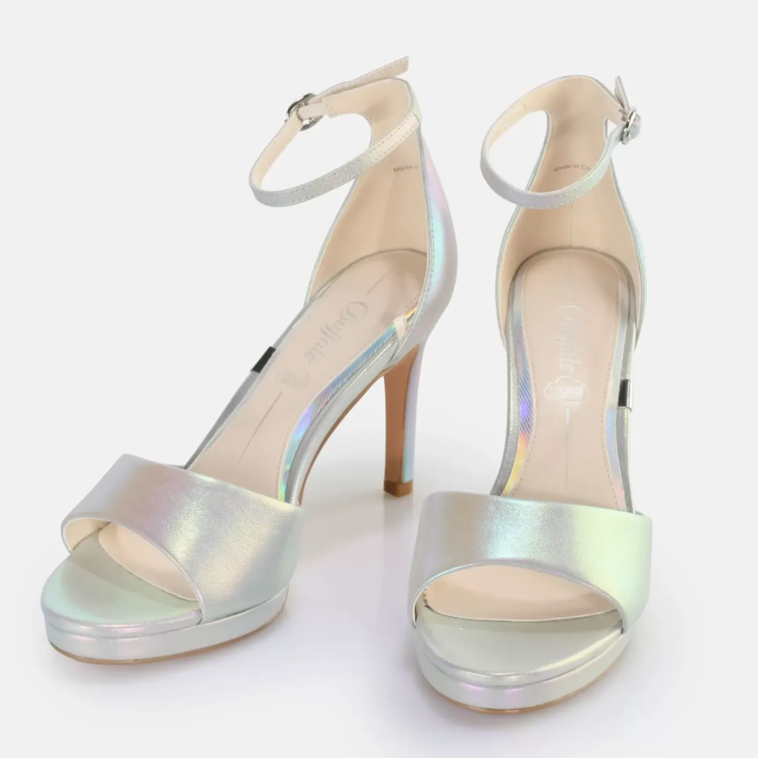 New BUFFALO Ronja Sandales A Talon Vegan Mermaid Blanc/Mermaid