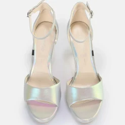 New BUFFALO Ronja Sandales A Talon Vegan Mermaid Blanc/Mermaid