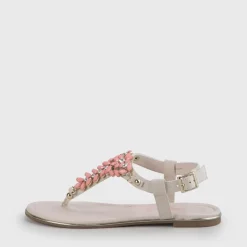 Outlet BUFFALO Rosalie Sandales Plates Veganes Similicuir Suede Et Corail Beige