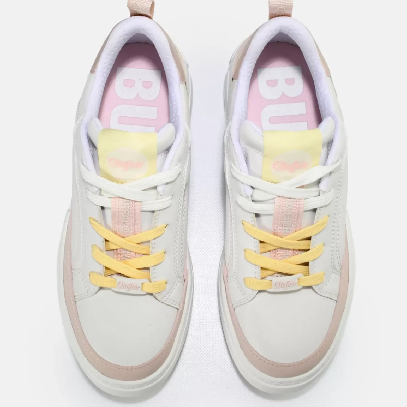 Sale BUFFALO Rse Fox Lo Baskets Veganes Blanc Rose Vif