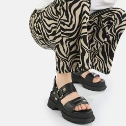 Discount BUFFALO Rude Ring Sandales A Plateforme Veganes Noir