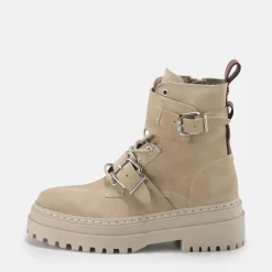 New BUFFALO Sari Bottines Cheville Cuir Suede Beige Multicolore