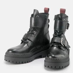 New BUFFALO Sari Bottines Chevilles Cuir Veau Noir