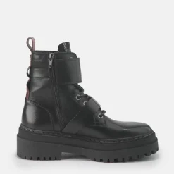 New BUFFALO Sari Bottines Chevilles Cuir Veau Noir