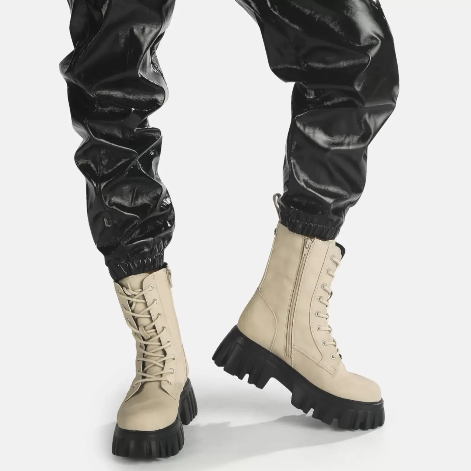 Discount BUFFALO Selen Bottines Cheville Plates Veganes Creme