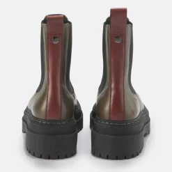 Discount BUFFALO Serena Bottines Chevilles Cuir Veau Kaki Beige