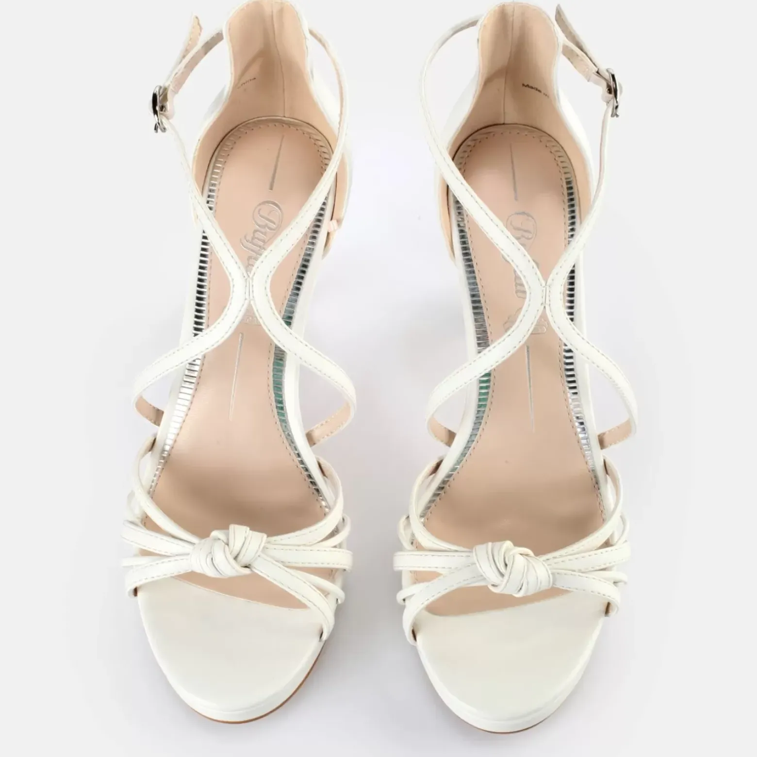 New BUFFALO Serena Bow Sandales A Talon Veganes Blanc