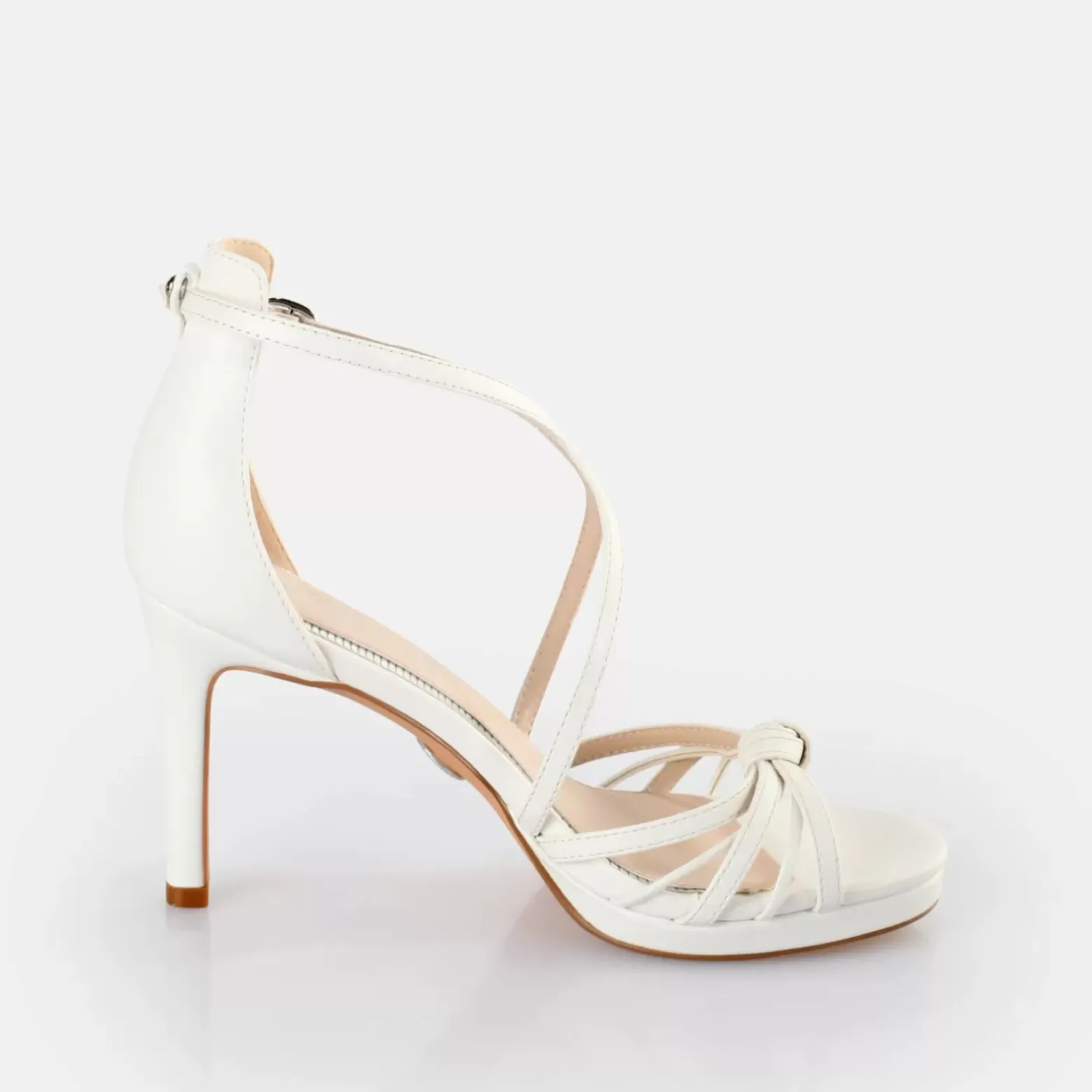 New BUFFALO Serena Bow Sandales A Talon Veganes Blanc