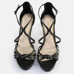 Clearance BUFFALO Serena Bow Sandales A Talon Veganes Noir
