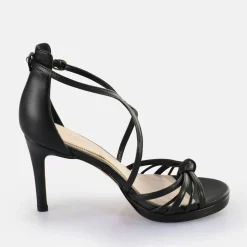 Clearance BUFFALO Serena Bow Sandales A Talon Veganes Noir