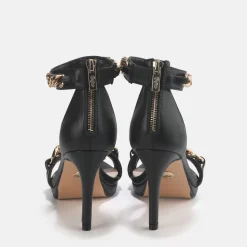 Cheap BUFFALO Serena Chain Sandales Talon Haut Veganes Noir