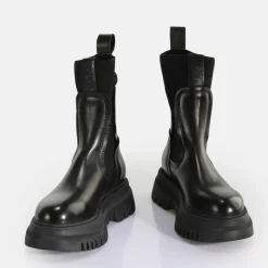 Clearance BUFFALO Shade Sock Chelsea Bottines Noir