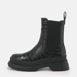 Best BUFFALO Simona Bottines Plates Veganes Aspect Croco Noir