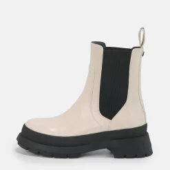 Hot BUFFALO Simona Bottines Plates Veganes Creme Aspect Croco Blanc