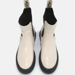 Hot BUFFALO Simona Bottines Plates Veganes Creme Aspect Croco Blanc