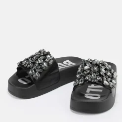 Fashion BUFFALO Sky Diamond Mules Plateforme Veganes Noir