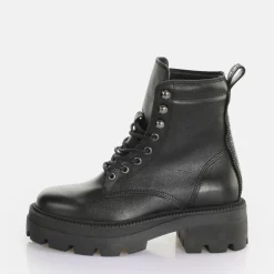 Best Sale BUFFALO Square Laceup Mid Bottines Noir