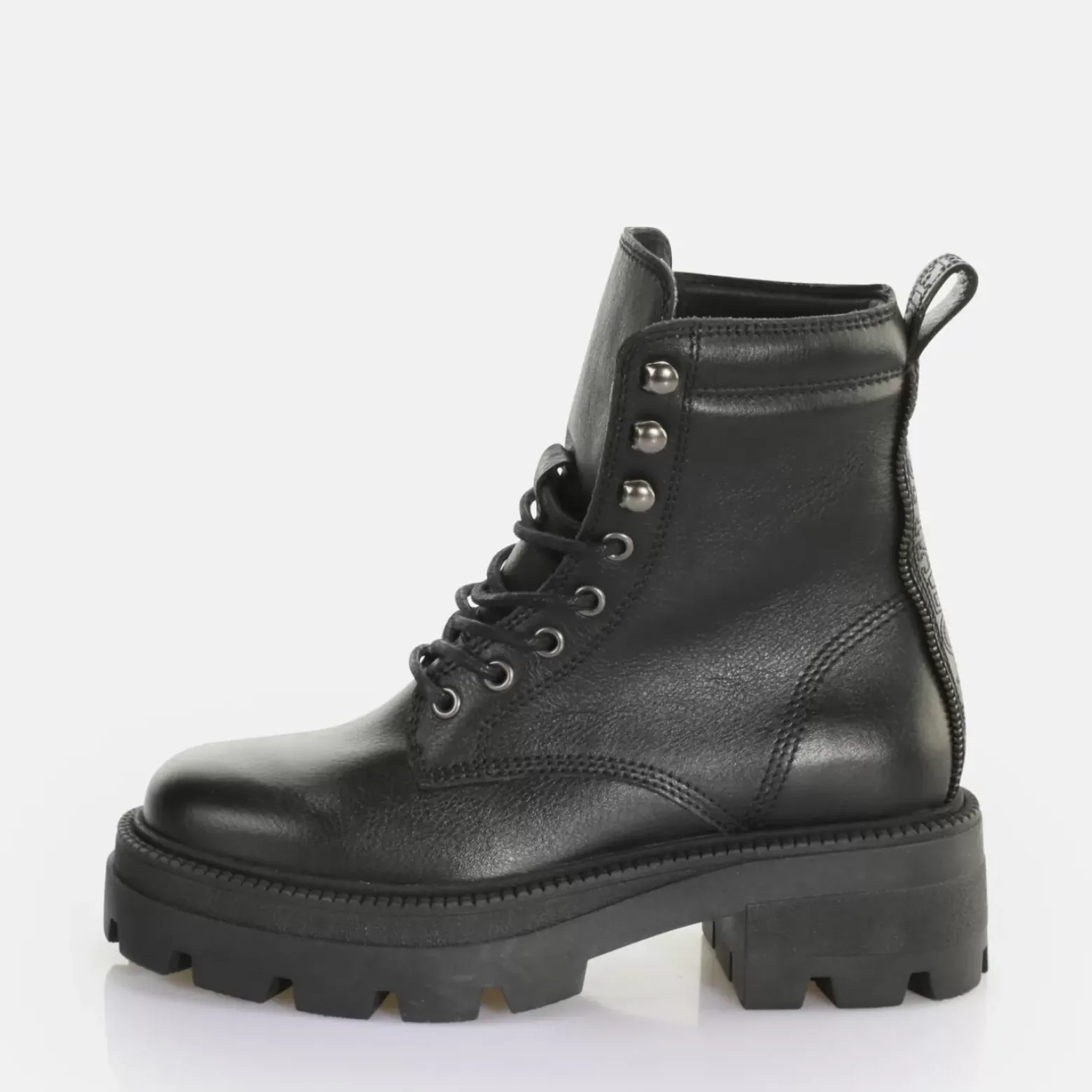 Best Sale BUFFALO Square Laceup Mid Bottines Noir