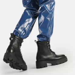 Best Sale BUFFALO Square Laceup Mid Bottines Noir