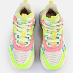 Cheap BUFFALO Triplet Hollow Baskets Basses Veganes Blanc/Fluo Multicolore White