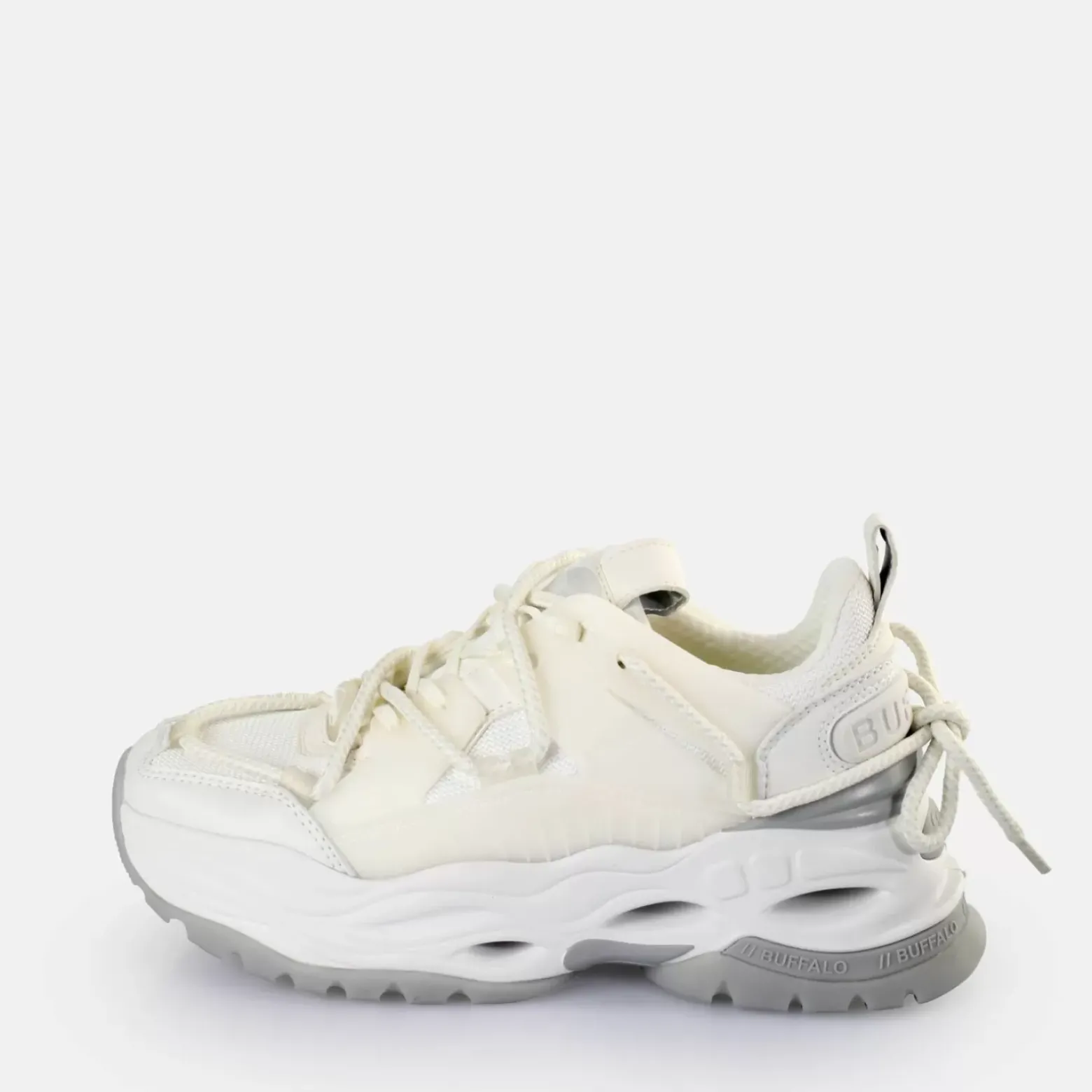 Cheap BUFFALO Triplet Lace Baskets Basses Veganes Blanc/ E Argent