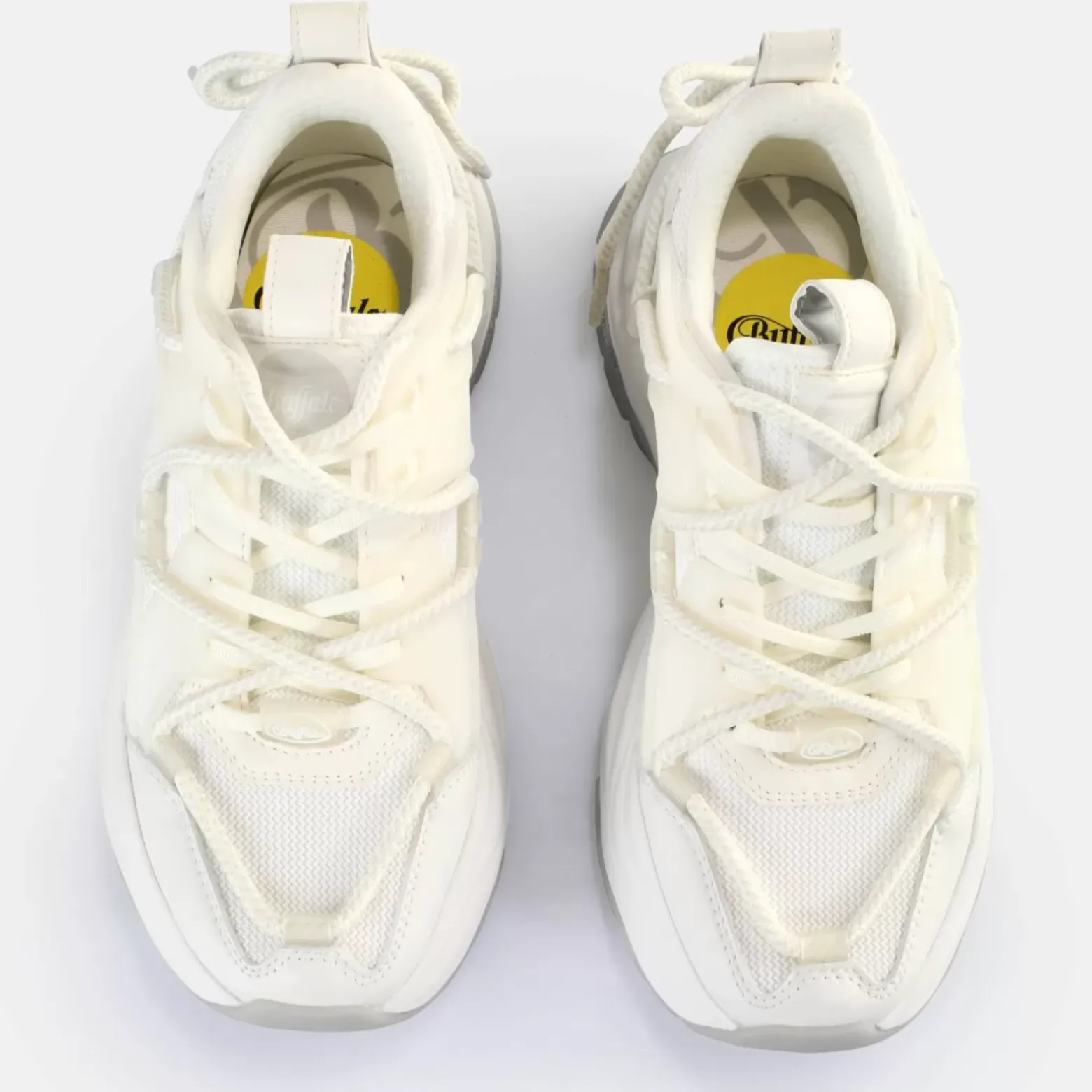 Cheap BUFFALO Triplet Lace Baskets Basses Veganes Blanc/ E Argent