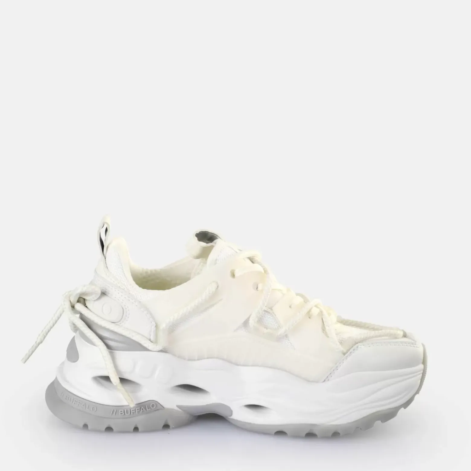 Cheap BUFFALO Triplet Lace Baskets Basses Veganes Blanc/ E Argent