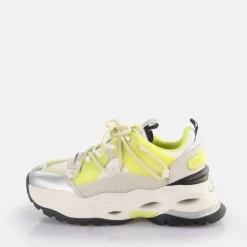 Clearance BUFFALO Triplet Lace Baskets Basses Vegane/Citron Vert Creme